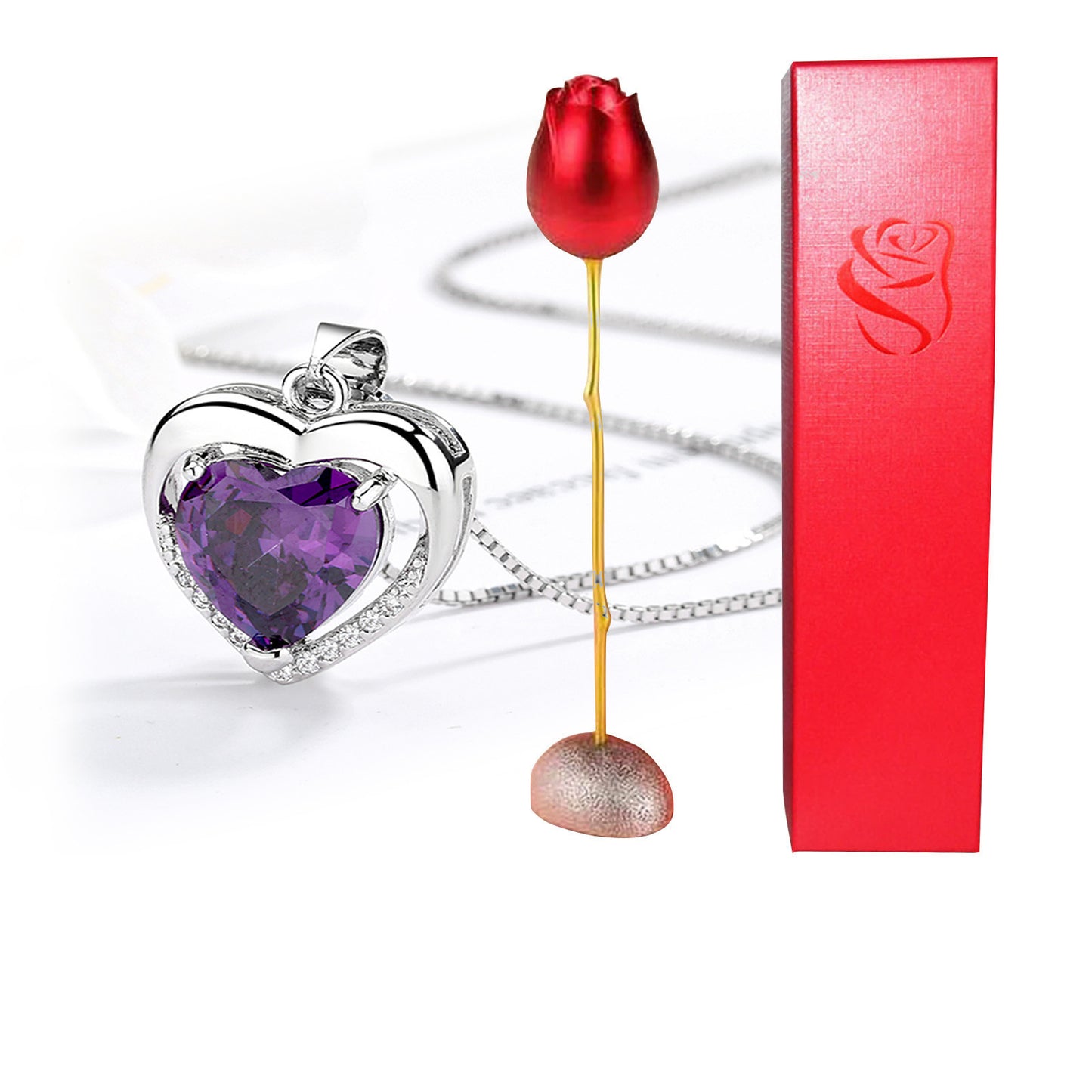 Heart-shaped Crystal Diamond Pendant Necklace