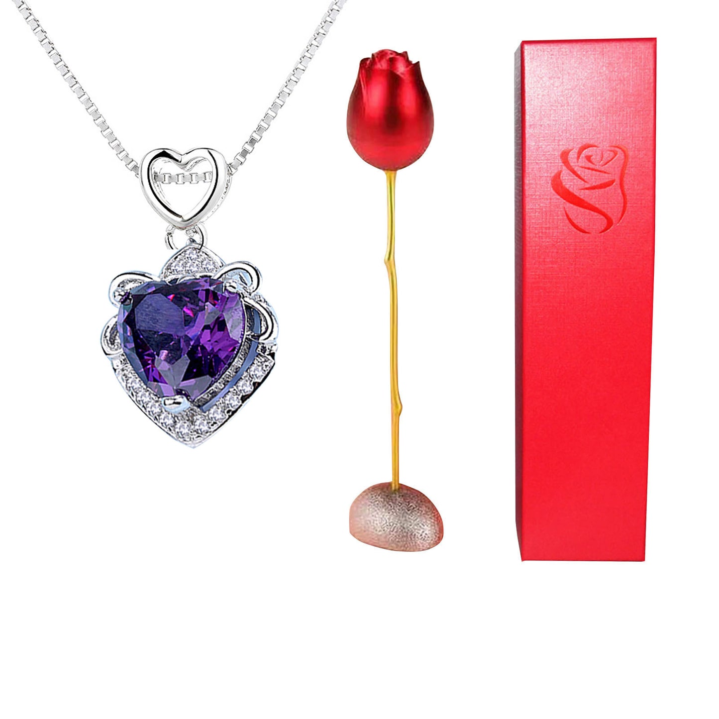 Heart-shaped Crystal Diamond Pendant Necklace