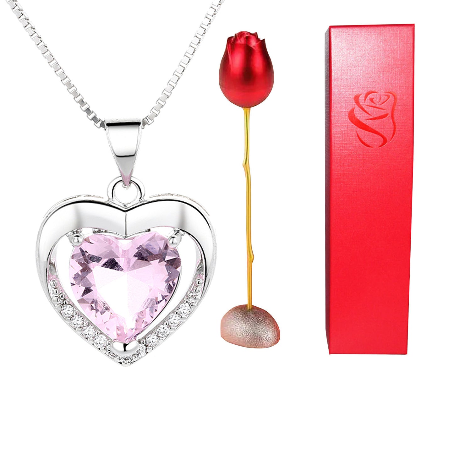 Heart-shaped Crystal Diamond Pendant Necklace