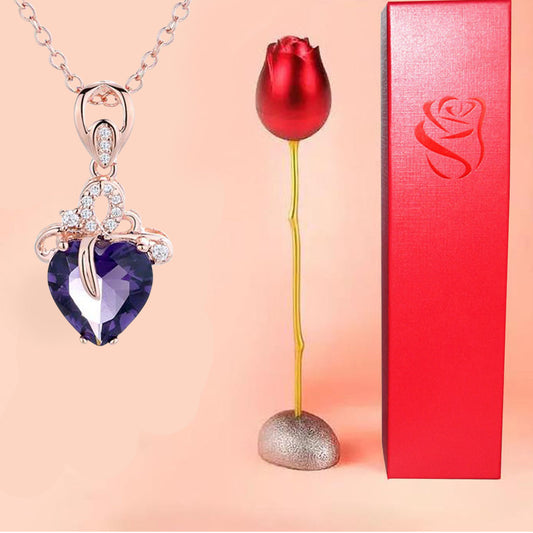 Heart-shaped Crystal Diamond Pendant Necklace