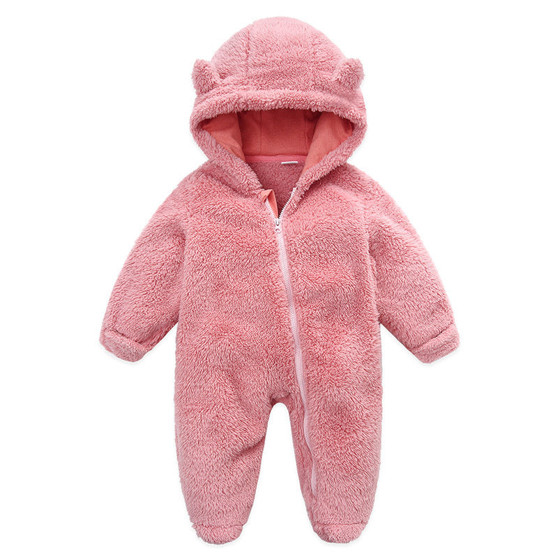 Candy-Colored Hooded Baby Jumpsuit