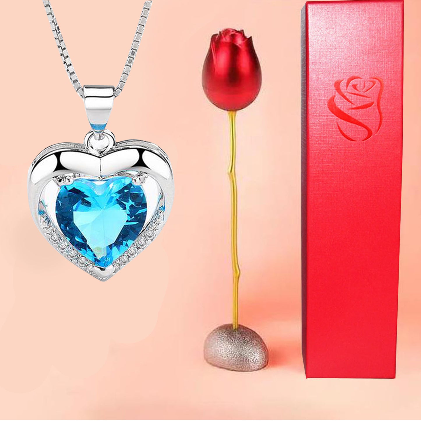 Heart-shaped Crystal Diamond Pendant Necklace