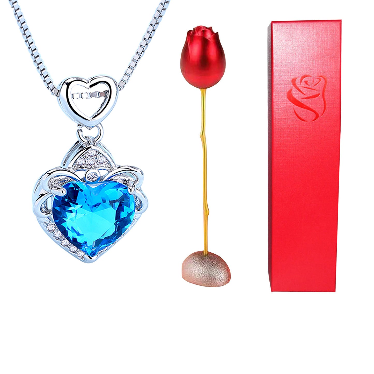 Heart-shaped Crystal Diamond Pendant Necklace