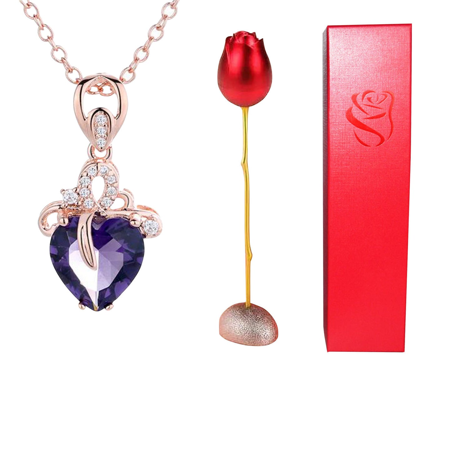 Heart-shaped Crystal Diamond Pendant Necklace