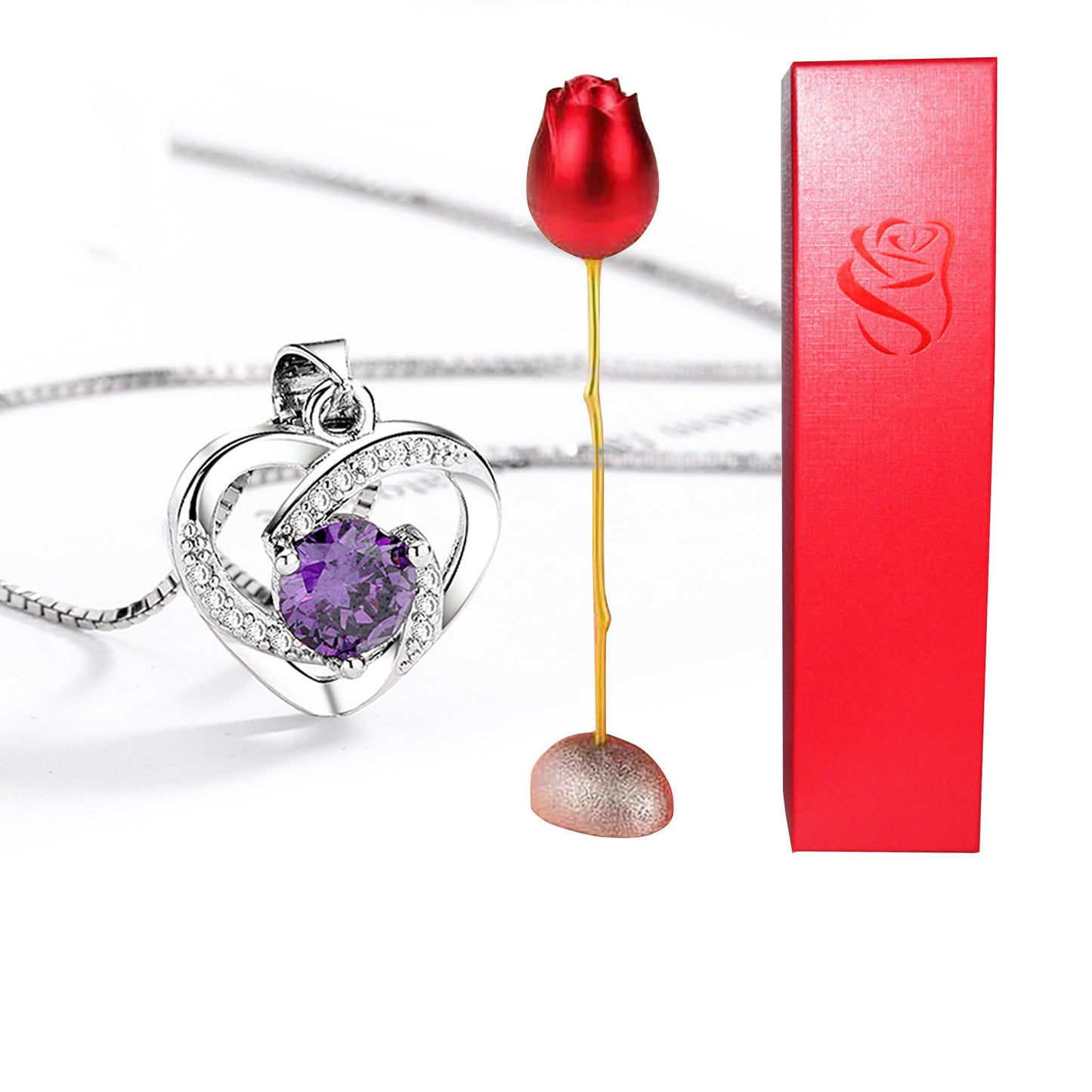 Heart-shaped Crystal Diamond Pendant Necklace