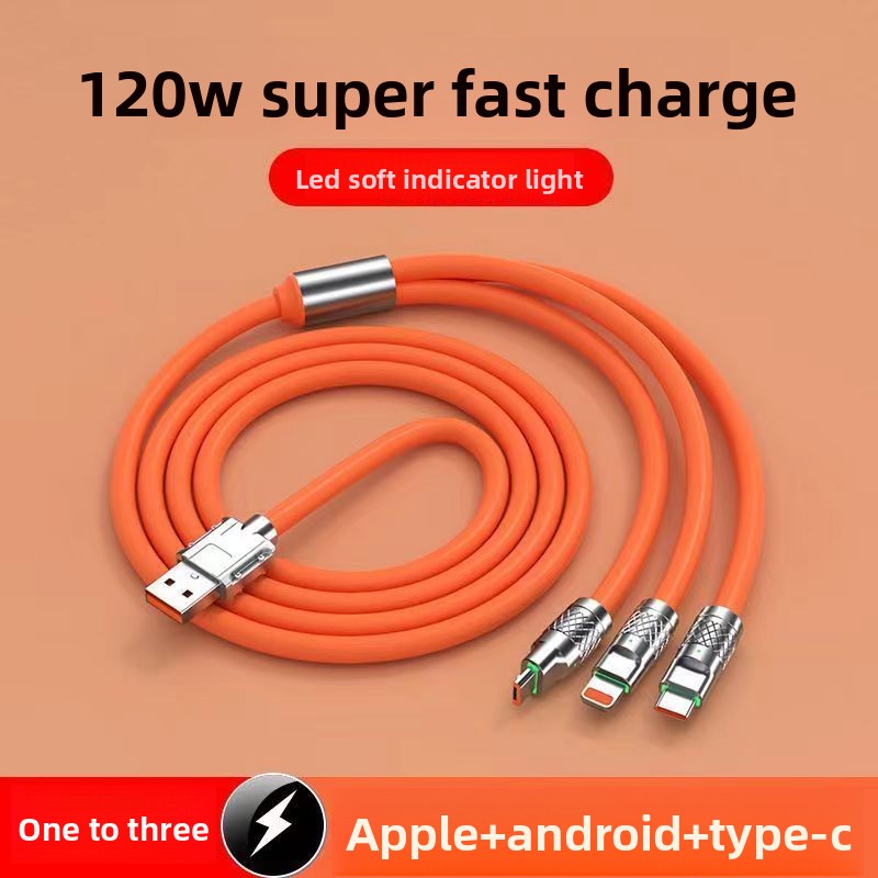 Three-in-one fast charging data line