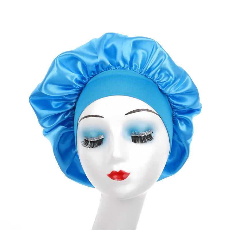 Elegant Satin Wide-Brimmed Nightcap