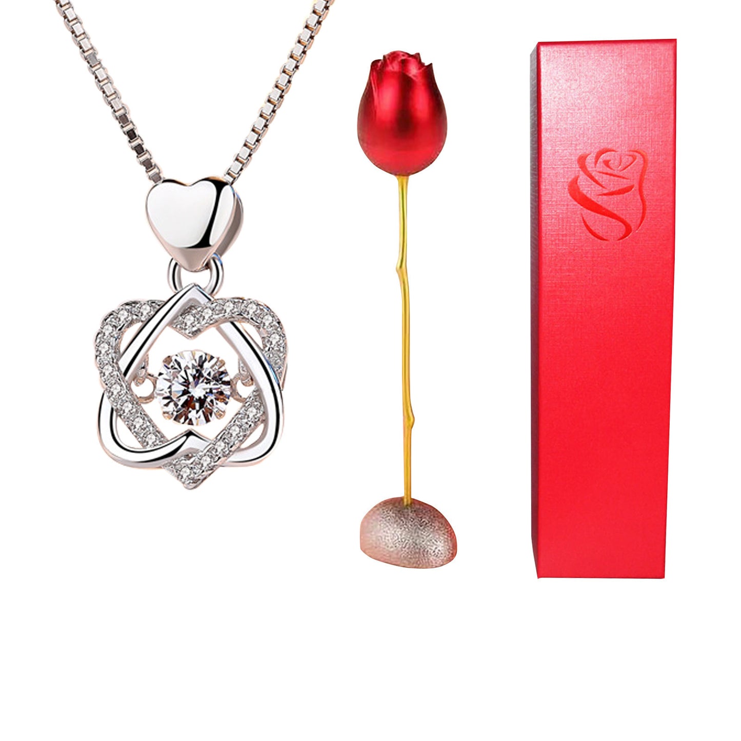 Heart-shaped Crystal Diamond Pendant Necklace