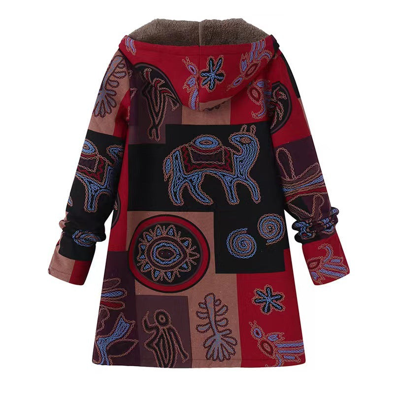Casual printed plush hoodie