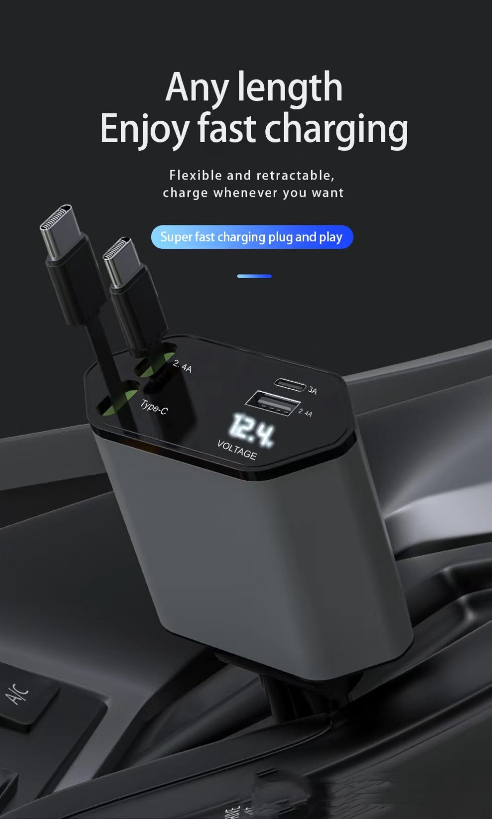 The car charger supports 100W super fast charging