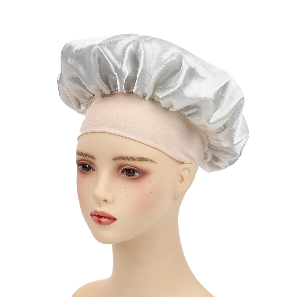 Elegant Satin Wide-Brimmed Nightcap