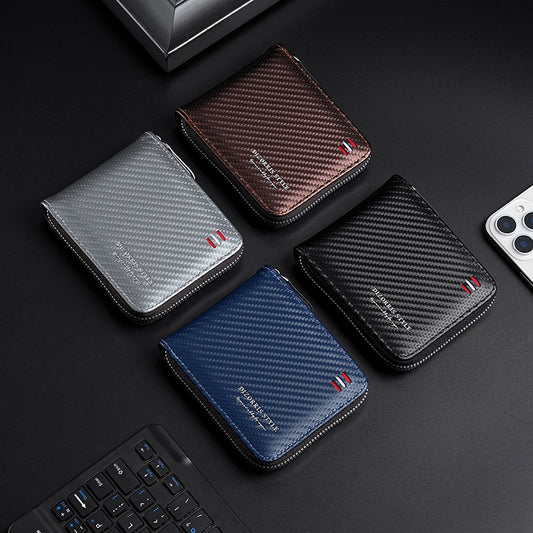 Carbon Fiber Pattern PU Organizer Wallet