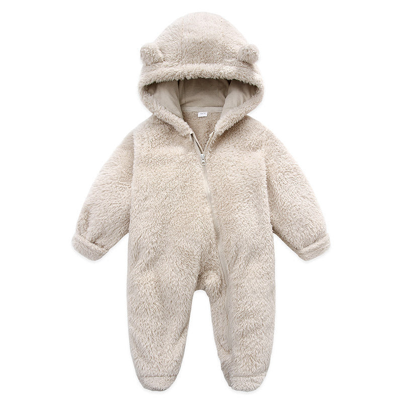 Candy-Colored Hooded Baby Jumpsuit