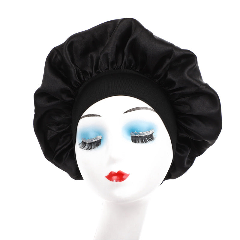 Elegant Satin Wide-Brimmed Nightcap