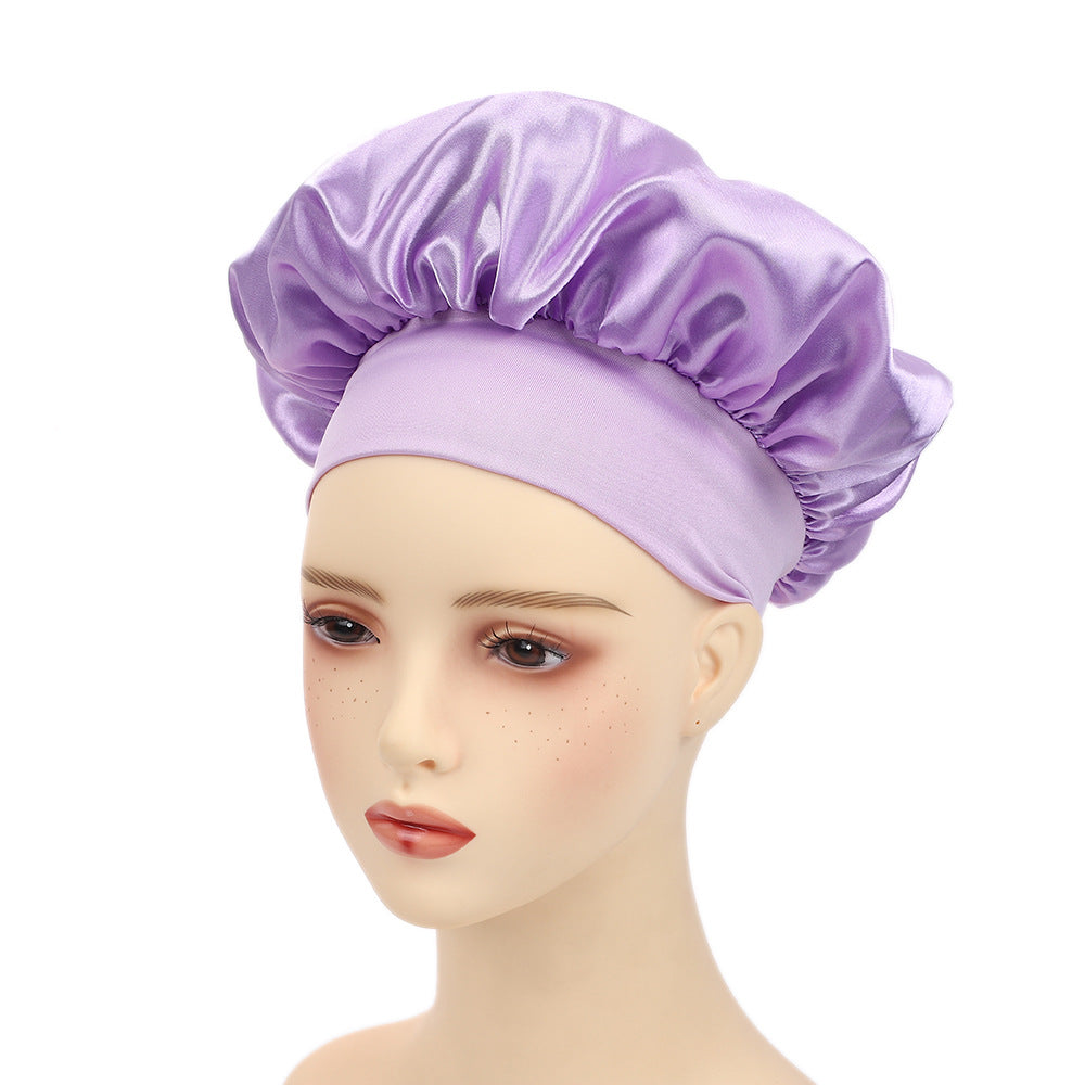 Elegant Satin Wide-Brimmed Nightcap