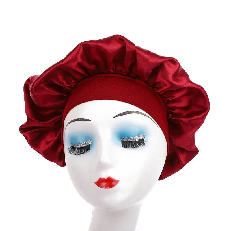 Elegant Satin Wide-Brimmed Nightcap