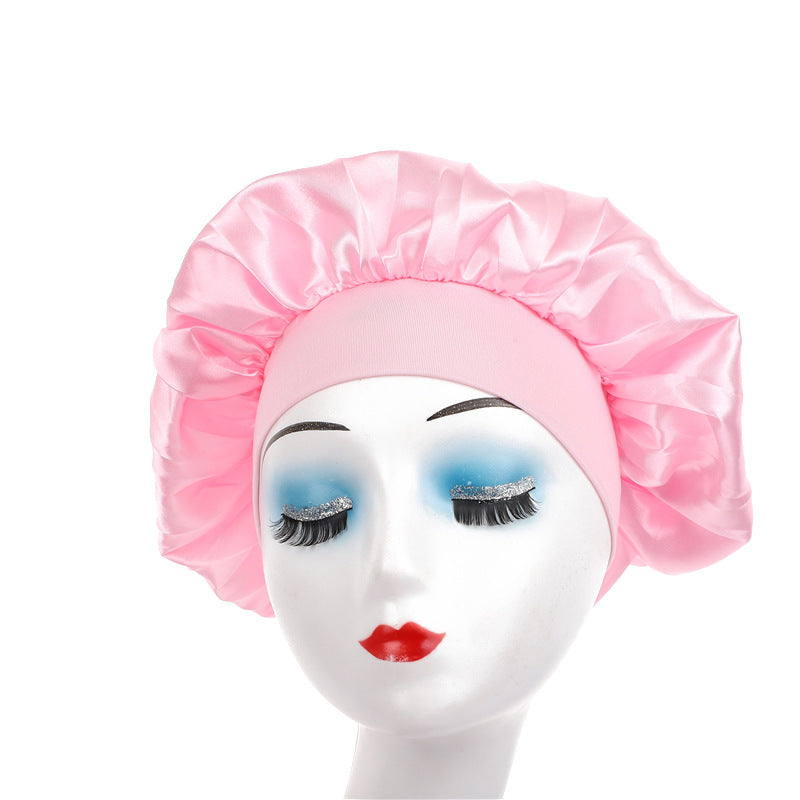 Elegant Satin Wide-Brimmed Nightcap
