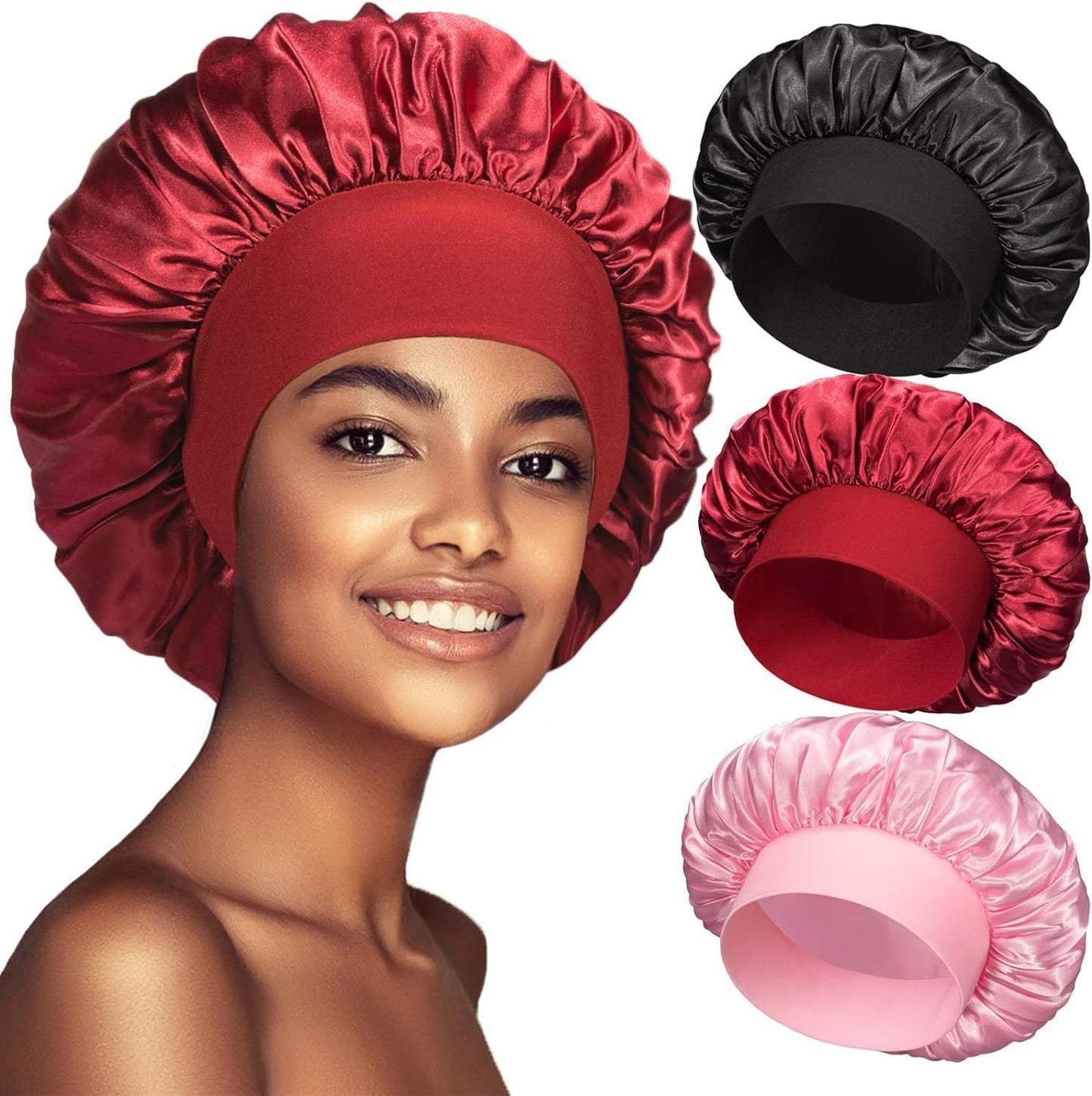 Elegant Satin Wide-Brimmed Nightcap