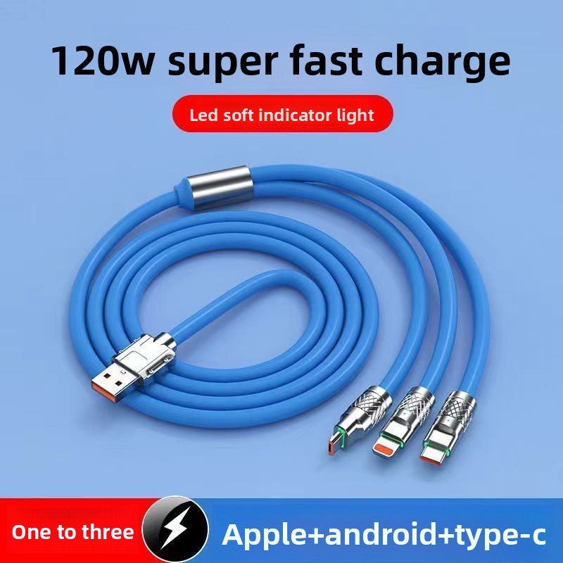 Three-in-one fast charging data line