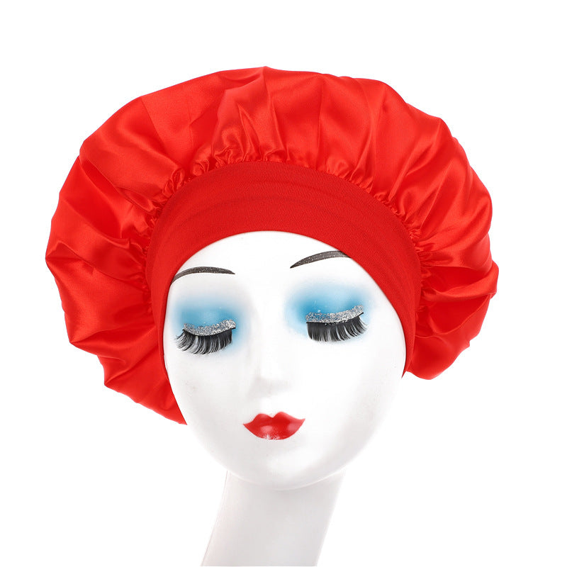 Elegant Satin Wide-Brimmed Nightcap