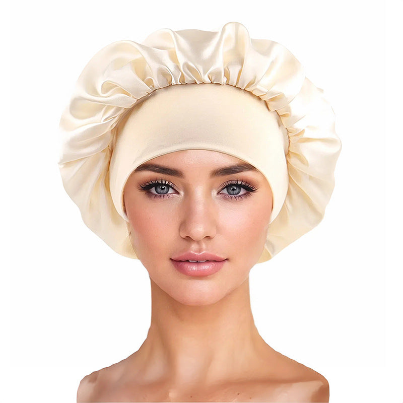 Elegant Satin Wide-Brimmed Nightcap