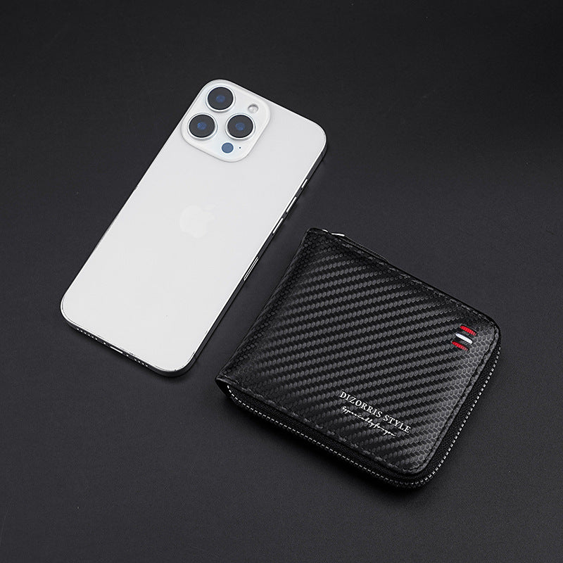 Carbon Fiber Pattern PU Organizer Wallet
