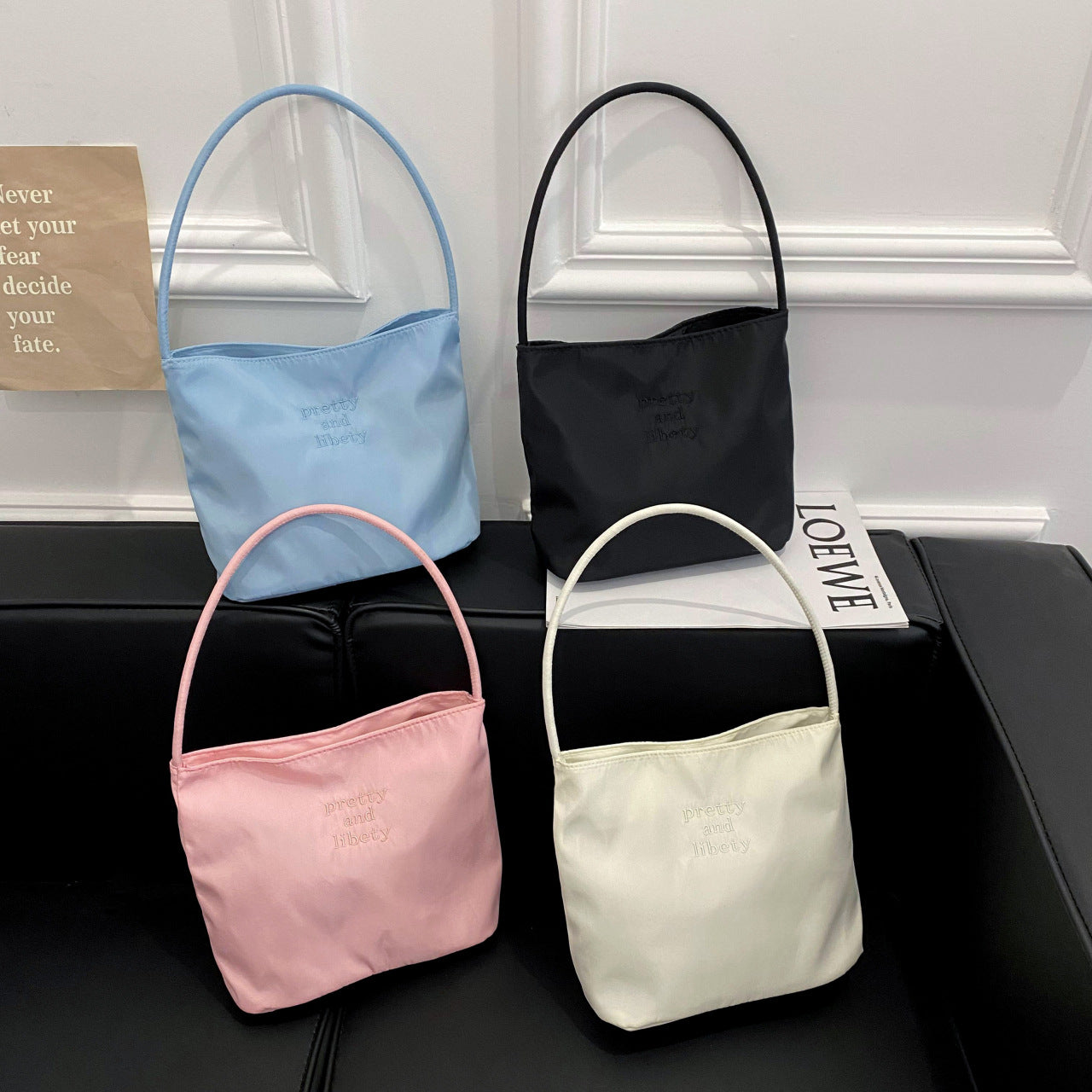 Embroidered letter fashionable handbag