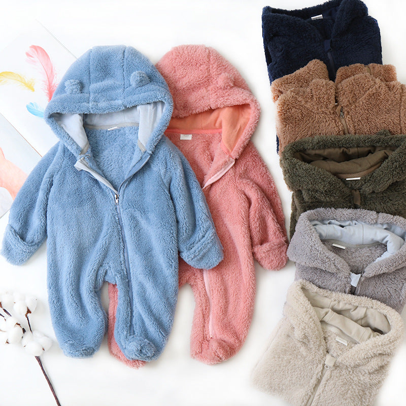 Candy-Colored Hooded Baby Jumpsuit