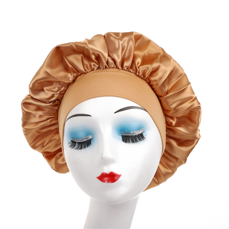 Elegant Satin Wide-Brimmed Nightcap