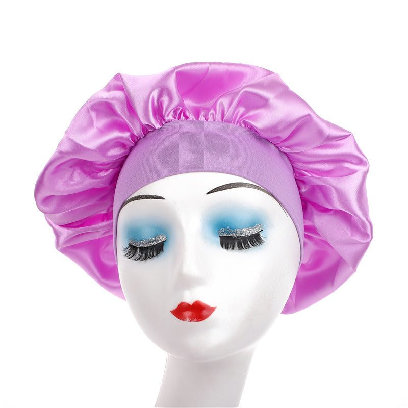 Elegant Satin Wide-Brimmed Nightcap