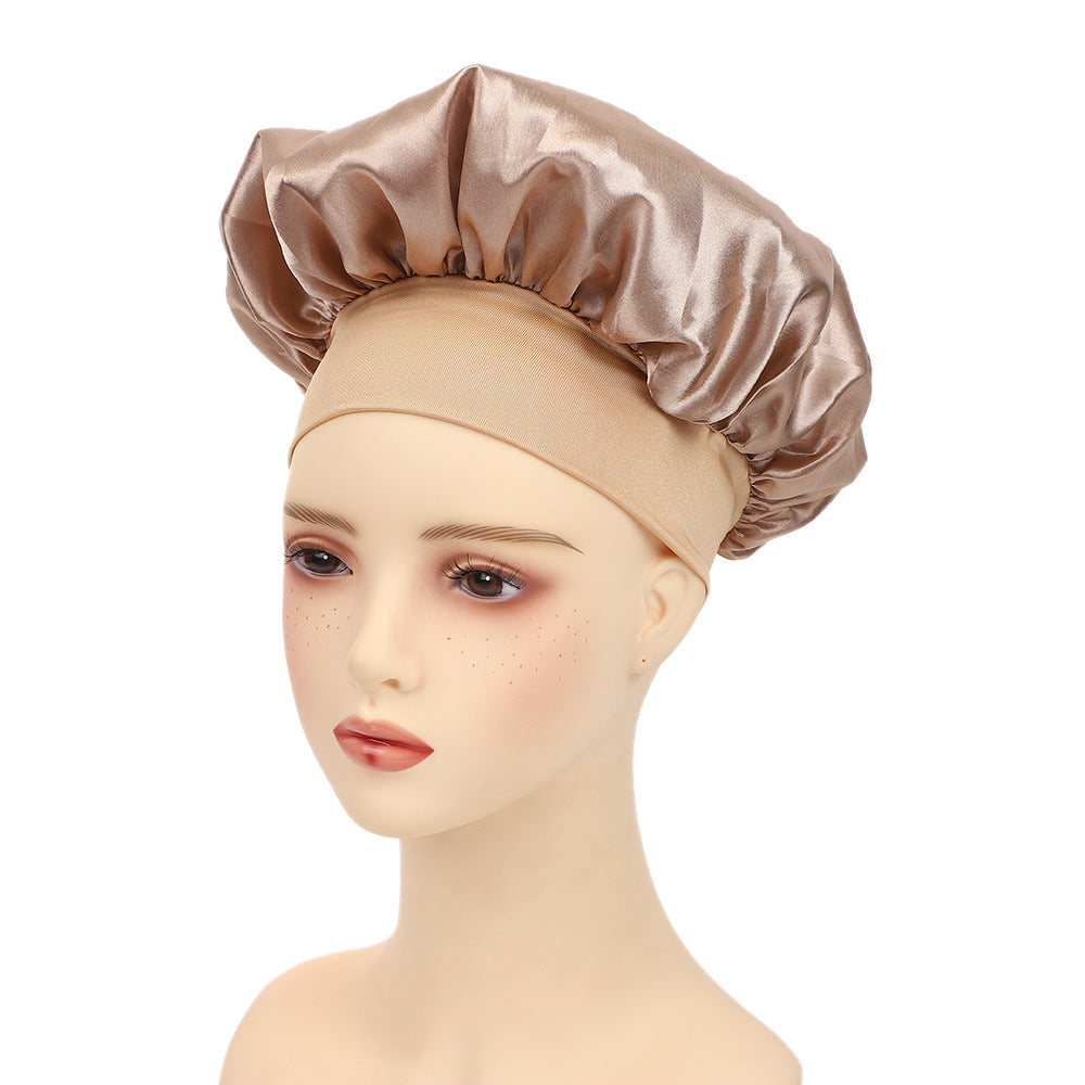 Elegant Satin Wide-Brimmed Nightcap