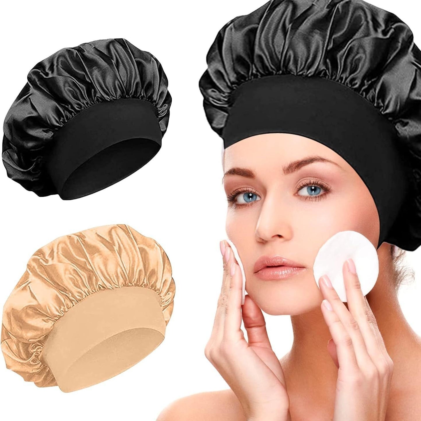 Elegant Satin Wide-Brimmed Nightcap