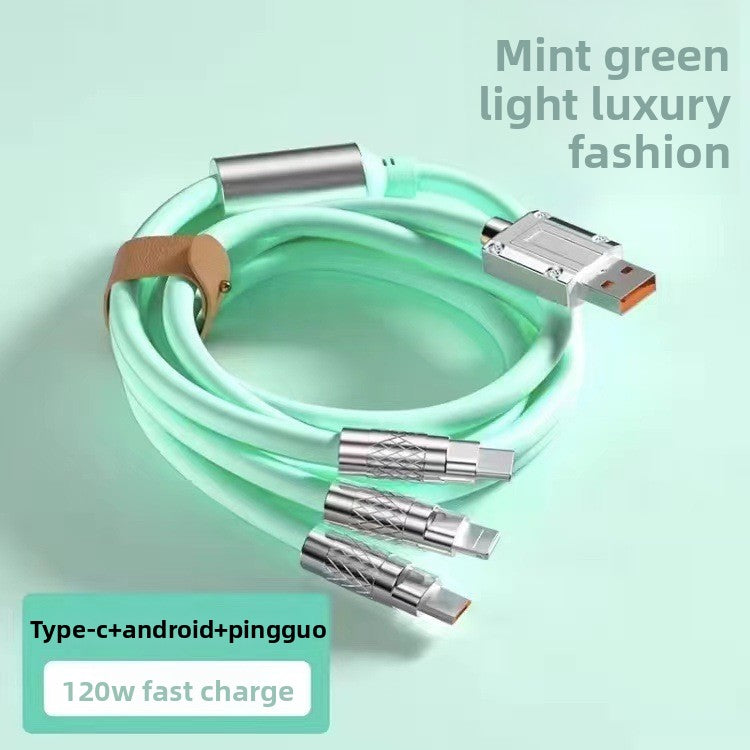 Three-in-one fast charging data line
