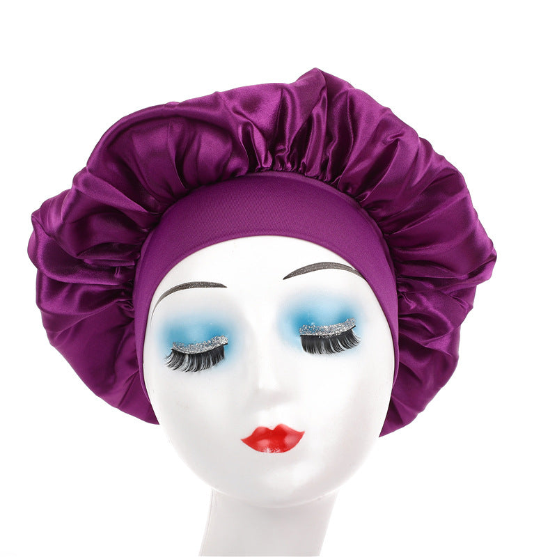Elegant Satin Wide-Brimmed Nightcap