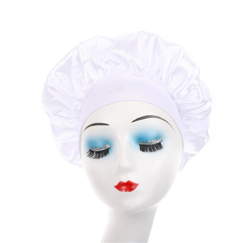 Elegant Satin Wide-Brimmed Nightcap