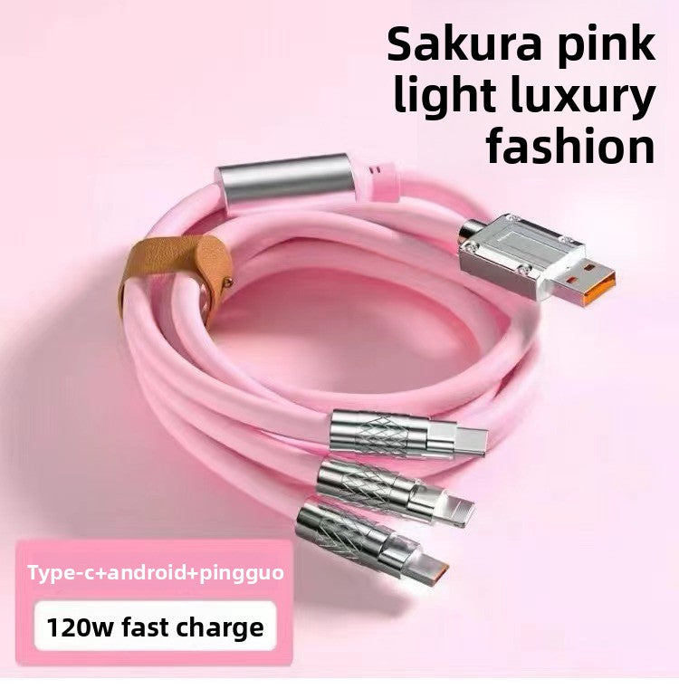 Three-in-one fast charging data line
