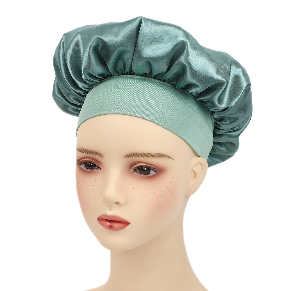 Elegant Satin Wide-Brimmed Nightcap
