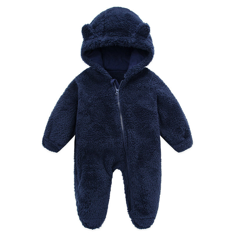 Candy-Colored Hooded Baby Jumpsuit
