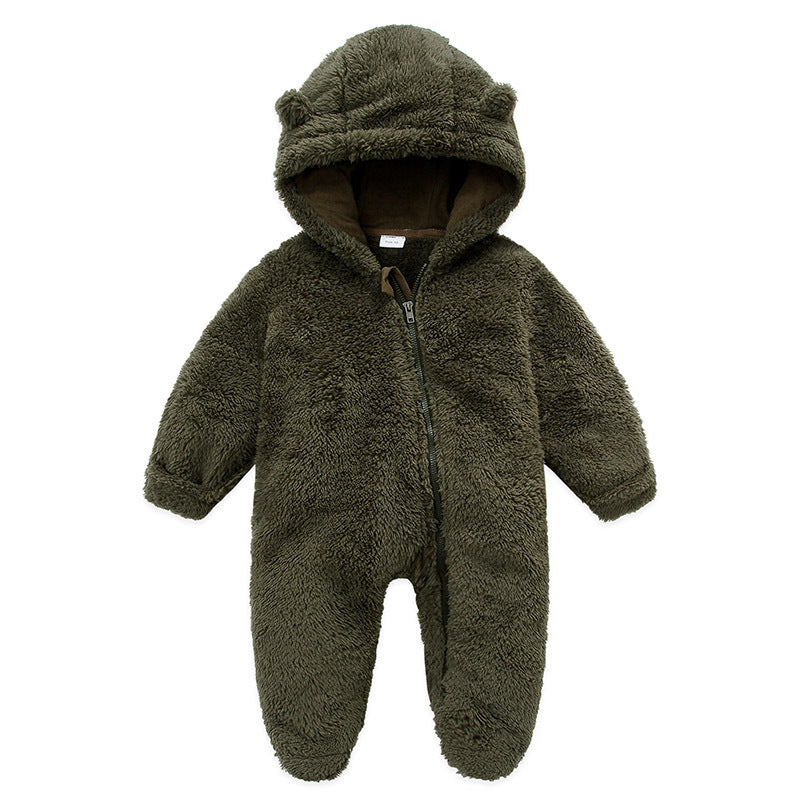 Candy-Colored Hooded Baby Jumpsuit