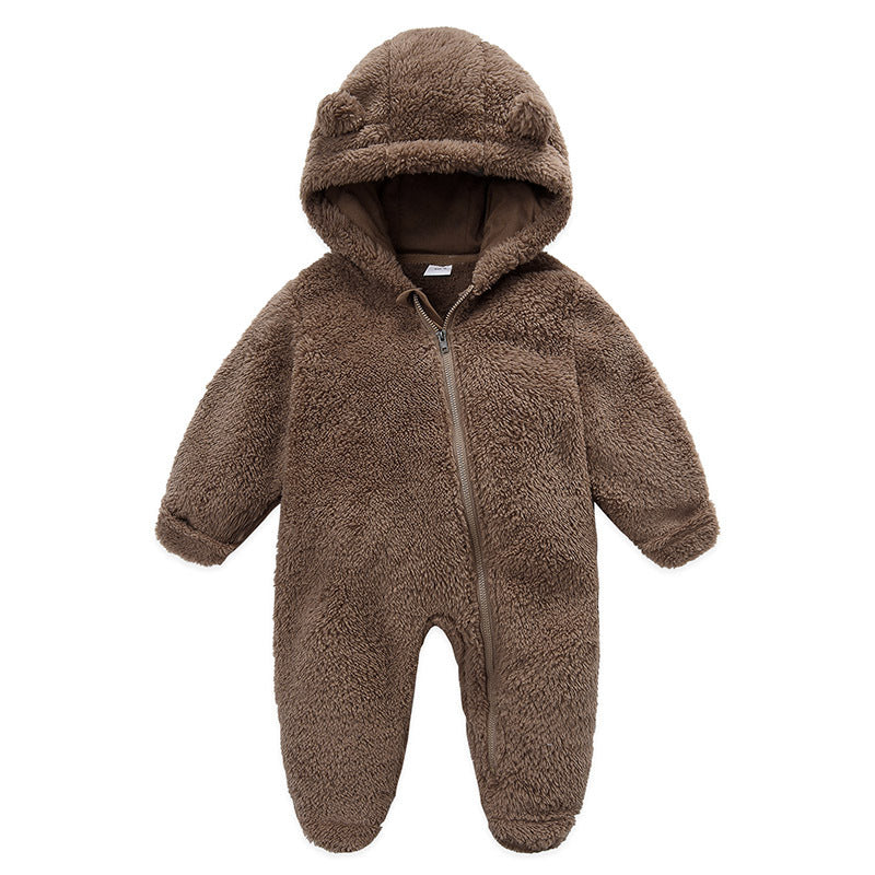 Candy-Colored Hooded Baby Jumpsuit