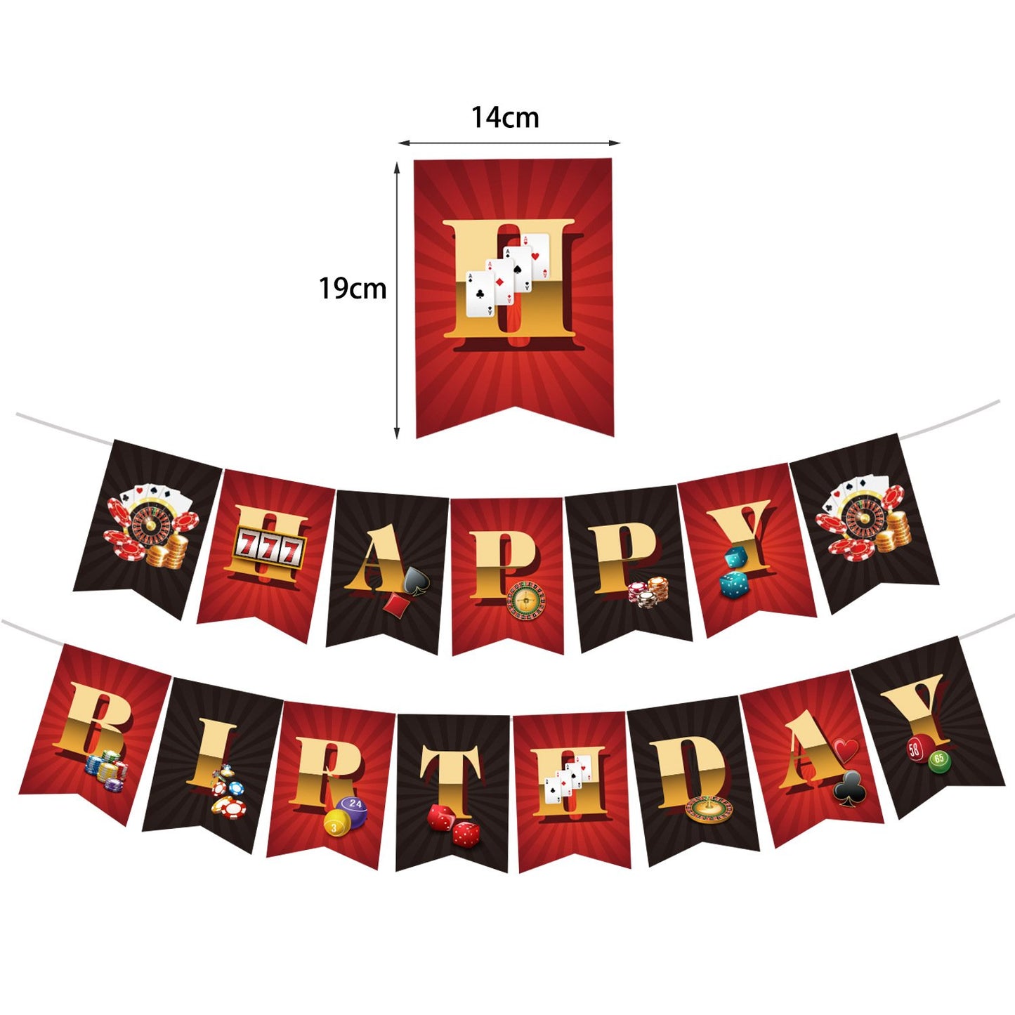 Poker Casino Theme Birthday Theme Flag Pull Spiral Charm Cake Card Birthday Party Decoration Arrangement