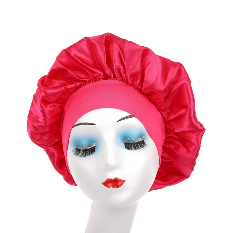 Elegant Satin Wide-Brimmed Nightcap