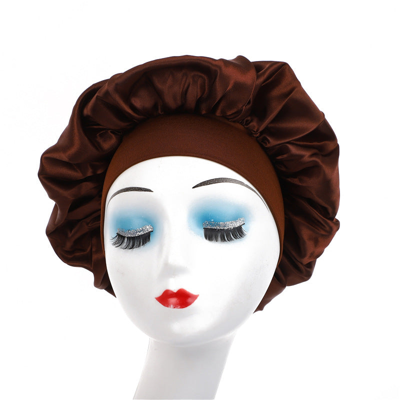 Elegant Satin Wide-Brimmed Nightcap