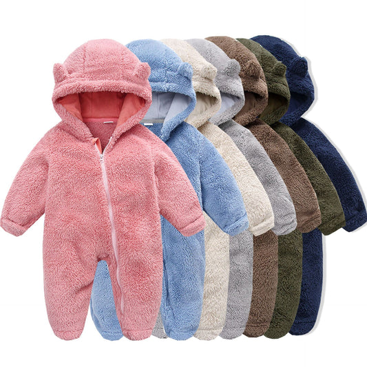 Candy-Colored Hooded Baby Jumpsuit